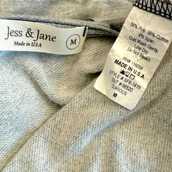 Jess & Jane Long Sleeve Abstract Fleece Lounge T Shirt Tunic Dress Size M Gray - Picture 13 of 13